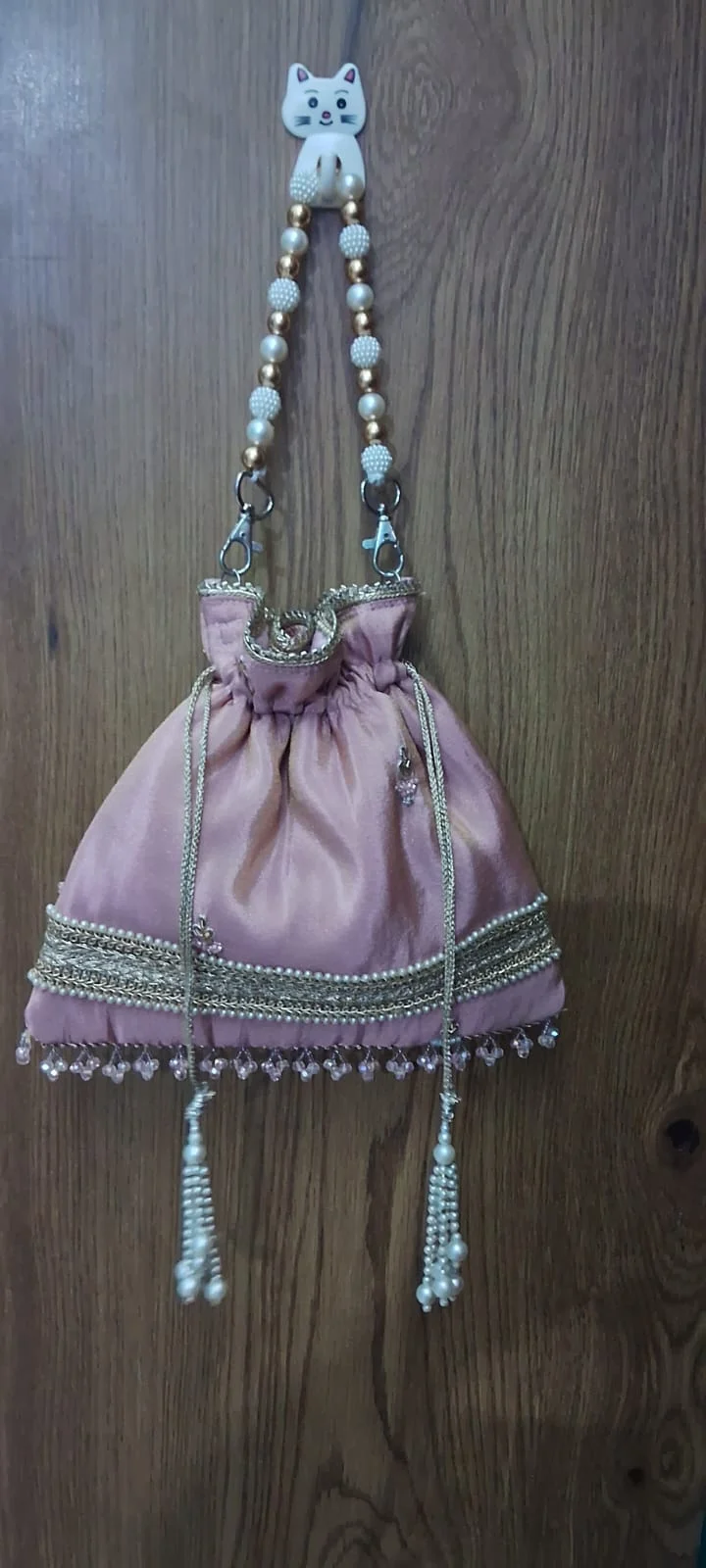 Dusty Pink Pearl Potli Bag