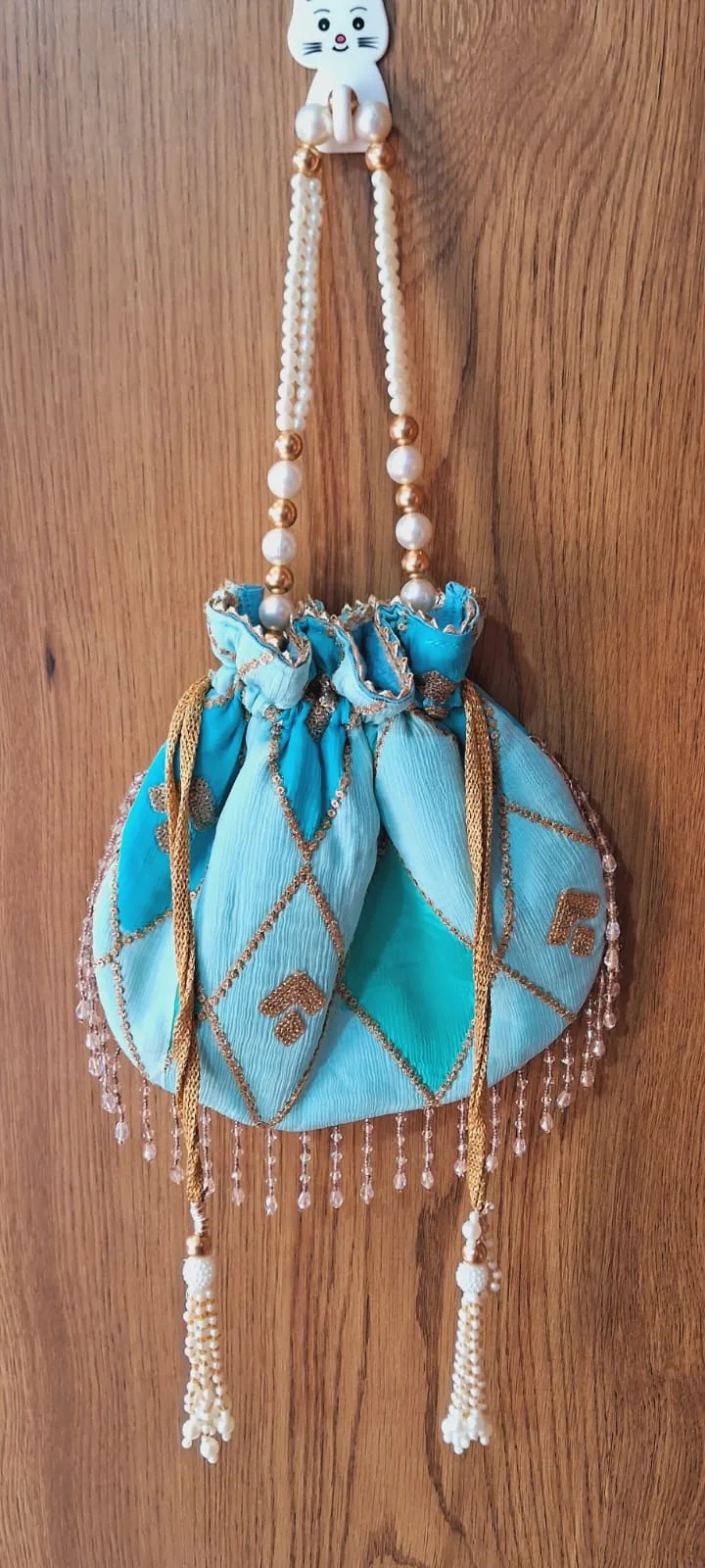 Sky Blue Chiffon Potli