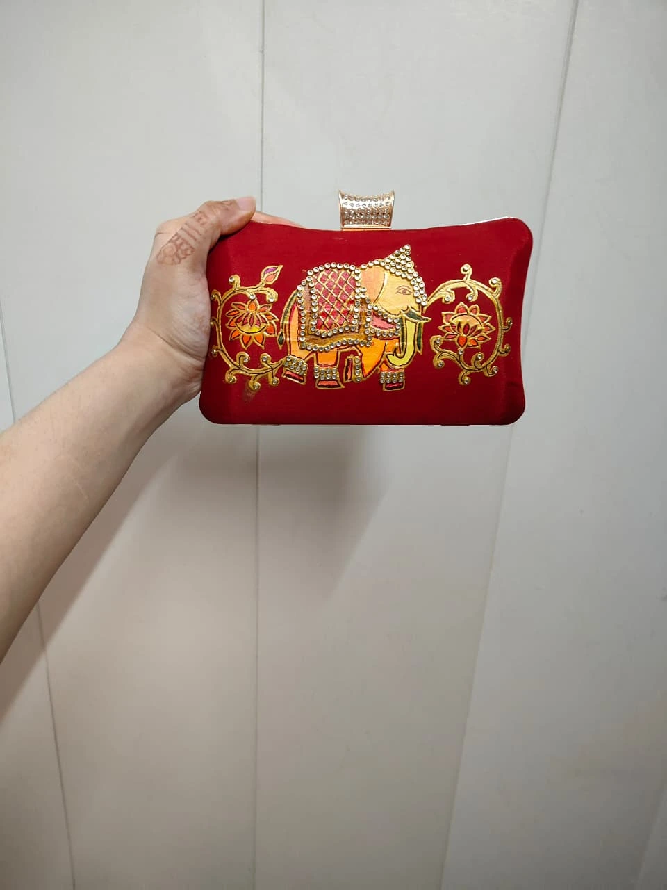 Round Floral Mandala Hand-Painted Clutch