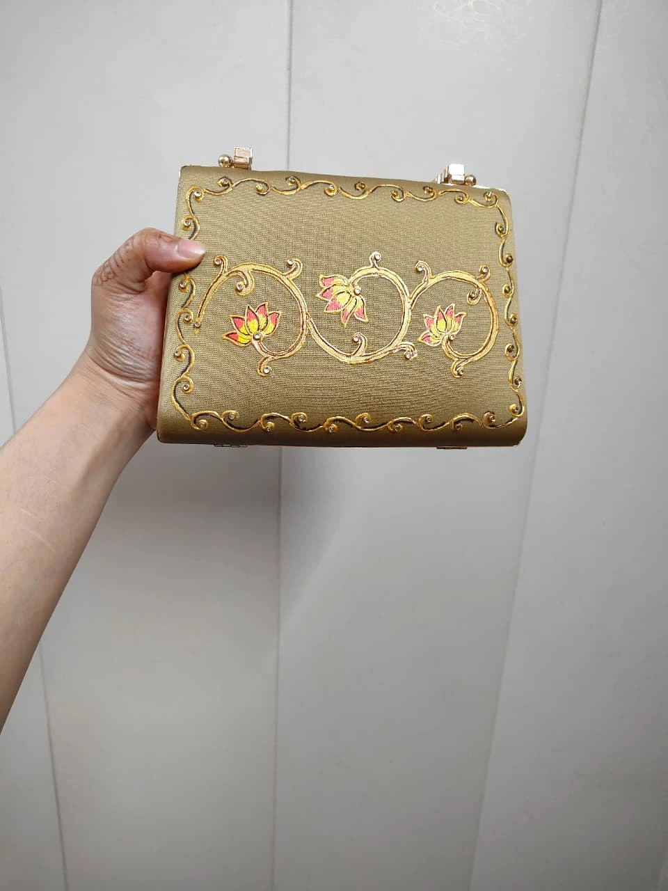 Round Floral Mandala Hand-Painted Clutch