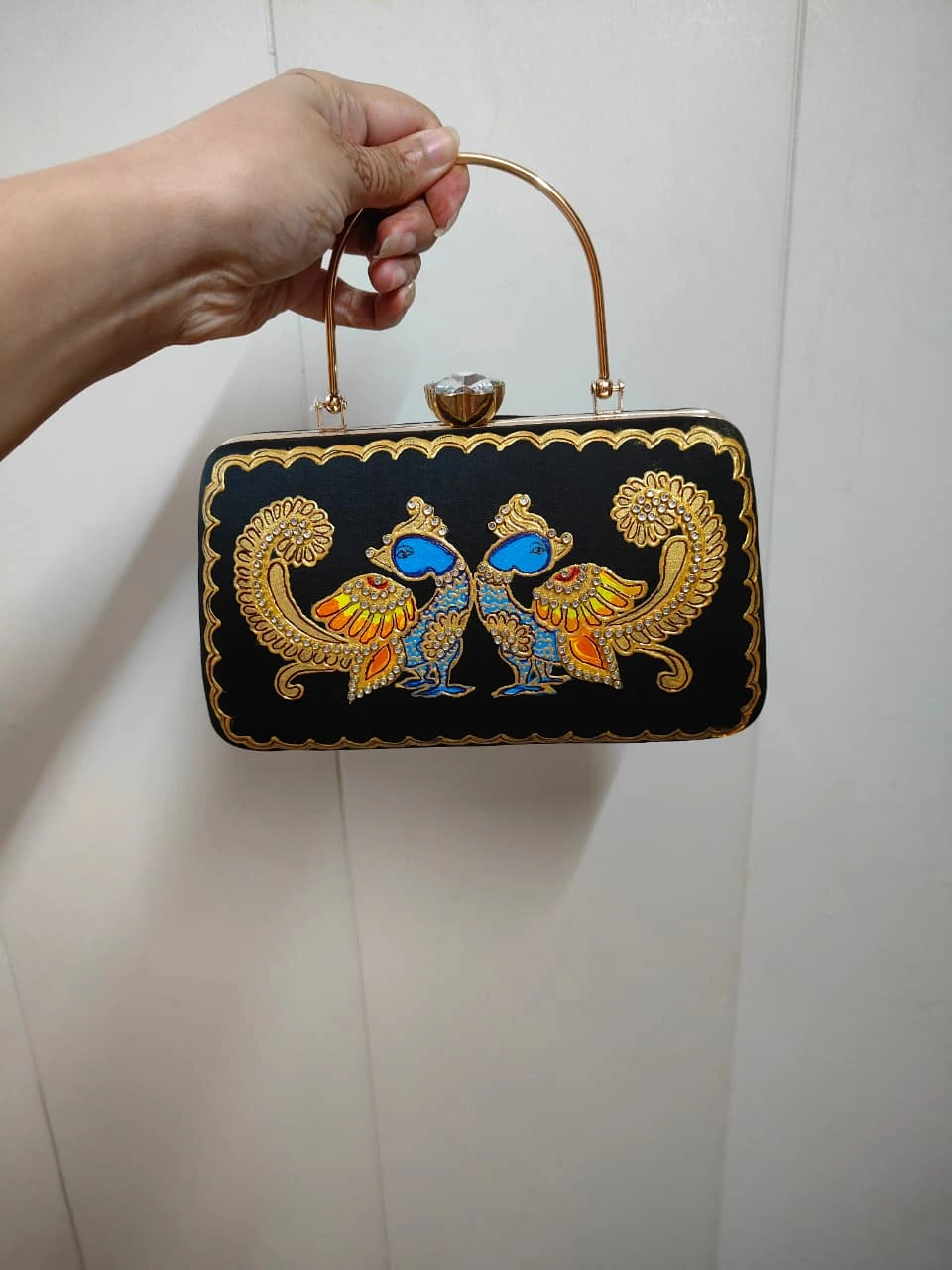 Round Floral Mandala Hand-Painted Clutch