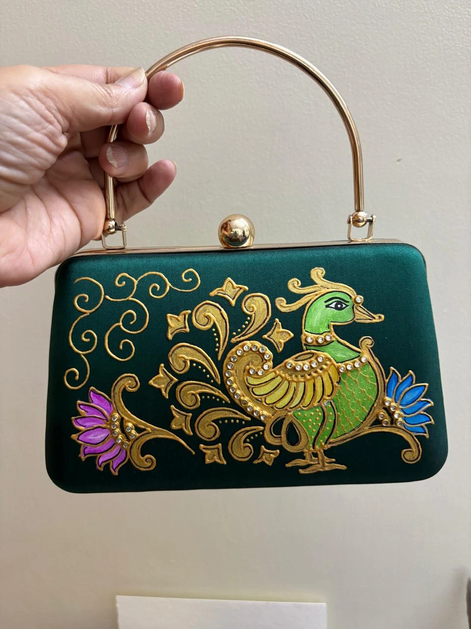 Emerald Green Peacock Clutch